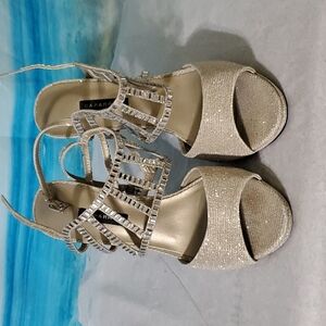 Caparros Gold Shimmery  & Rhinestones pumps size 7B